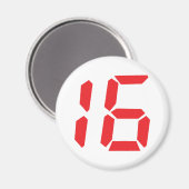 16 16赤アラーム時計デジタル番号 マグネット (正面/裏面)