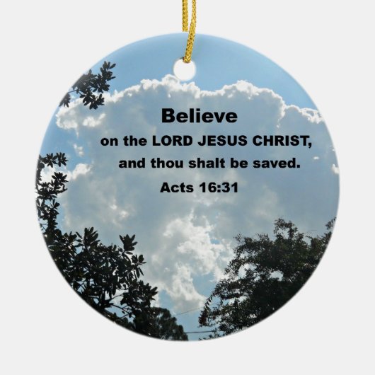 16:31主イエス信じキリストに対して行われる セラミックオーナメント (正面)