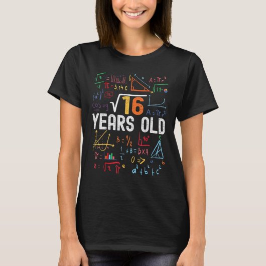 16 4歳の誕生日4歳の誕生日の平方根 Tシャツ (正面)