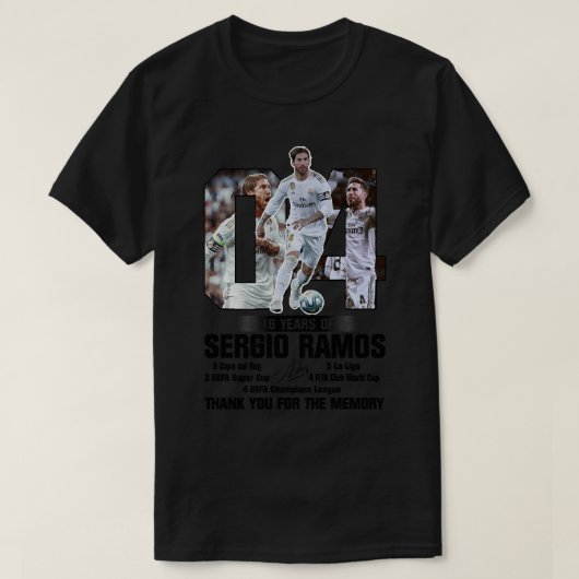 16 ans de Sergio Ramos – メルシーポールラメモワールT-s Tシャツ (デザイン正面)