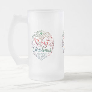 16 oz曇りガラスのマグカップ – Merry Christmas Edition フロストグラスビールジョッキ