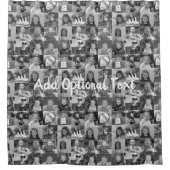 16 Photo Collageオプション文字- – 黒を編集可能 シャワーカーテン (正面)