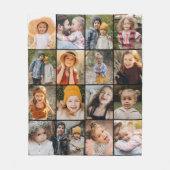 16 Photo Collage Modern Personalized Custom Color フリースブランケット (正面)