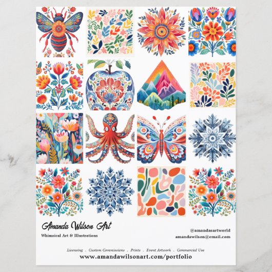 16 Photo Grid Art Portfolio Sell Sheet Template (正面)