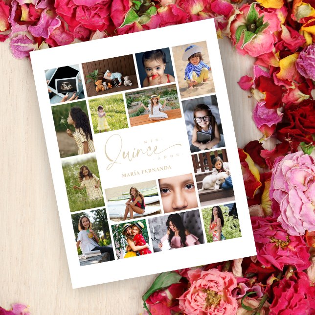 16 Photos Collage Timeline Life Quinceañera (クリエイターアップロード済み)