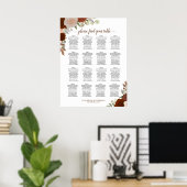 16 Table Autumn Floral Boho Wedding Seating Chart ポスター (ホームオフィス)