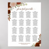 16 Table Autumn Floral Boho Wedding Seating Chart ポスター (正面)