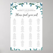 16 Table Green Leaves Wedding Seating Chart ポスター (正面)