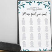 16 Table Green Leaves Wedding Seating Chart ポスター