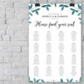 16 Table Green Leaves Wedding Seating Chart ポスター