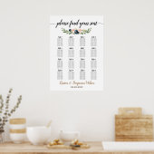 16 Table Large Wedding Guest Seating Chart ポスター (キッチン)