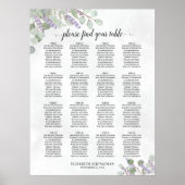 16 Table Wedding Seating Chart Eucalyptus Lavender ポスター (正面)