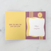 16 today写真名を追加する黄色の紫の誕生日 カード (内部)