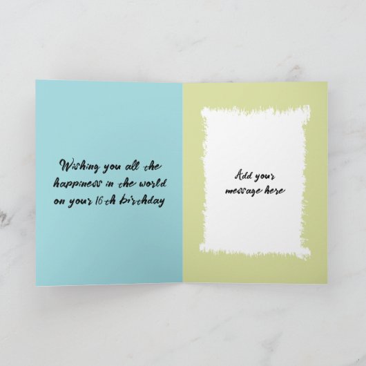16 today追加フォトエイジ名ターコイズ誕生日 カード (内部)