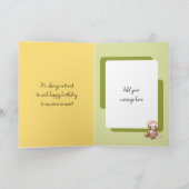 16 today sloth名前を追加グレーピンク誕生日 カード (内部)