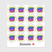 16 xラブバーストアーポップ・アートのトパープルブルーグリーン4"ビニル シール (シート)