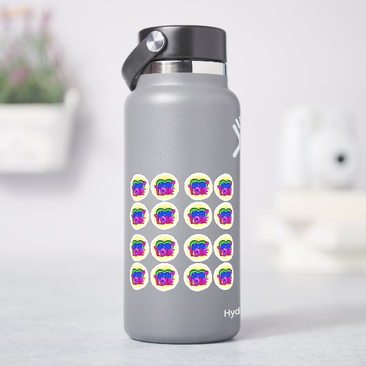 16 xラブバーストアーポップ・アートのトパープルブルーグリーン4"ビニル シール (HydroFlask)