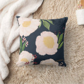 16"x16"装飾用クッション白フローラ花オンダーク クッション (ブランケット)