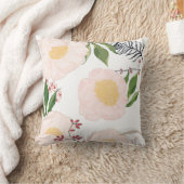16"x16"装飾用クッション白フローラ花オンホワイト クッション (ブランケット)
