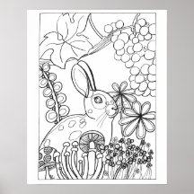16"x 20"ぶどうの着色のある斑点のあるうさぎ