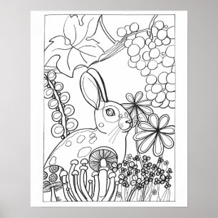 16"x 20"ぶどうの着色のある斑点のあるうさぎ ポスター