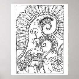 16 x 20"キャタピラーとカタツムリの着色 ポスター