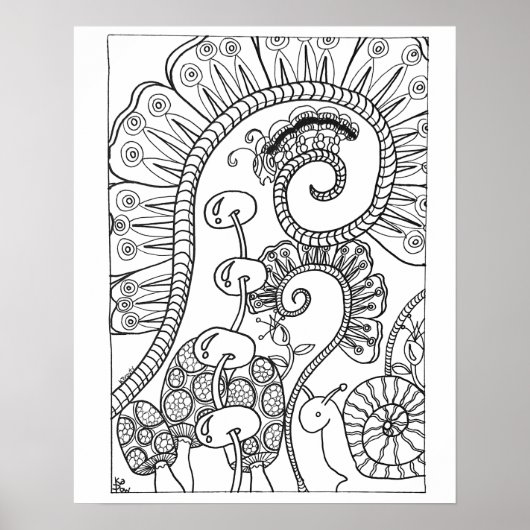16 x 20"キャタピラーとカタツムリの着色 ポスター (正面)