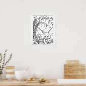 16"x 20"スリープ状態のFennecキツネ着色 ポスター (キッチン)