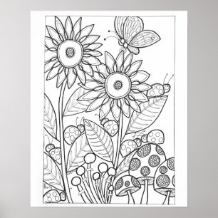 16"x 20"テンサイと花付き蝶 ポスター