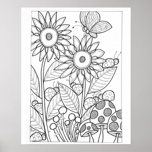 16"x 20"テンサイと花付き蝶 ポスター (正面)