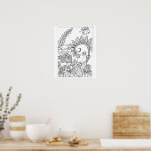 16"x 20"小さなカエルとファンタジー花 ポスター (キッチン)