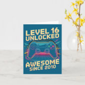 16 Year Old Boy Level 16 Gamer 2010 16th Birthday  カード (黄色い花)