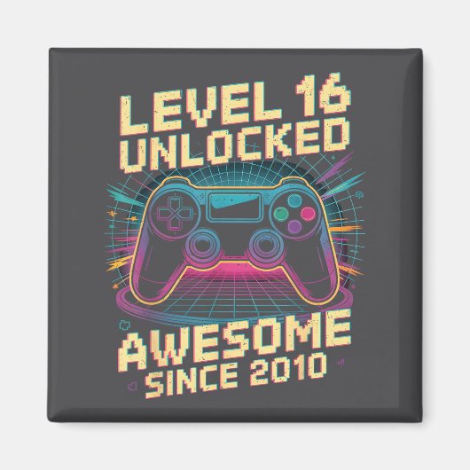 16 Year Old Boy Level 16 Gamer 2010 16th Birthday マグネット (正面)