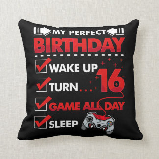 16 Year Old Gamer Boy 16th Perfect Birthday Gaming クッション