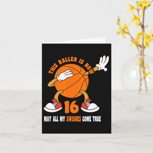 16 Year Old Happy 16th Birthday Bysketbyll 16th Bi カード (黄色い花)