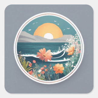 16kラウンドロゴ、文字MONTABEACH、ミニマリスト、 スクエアシール