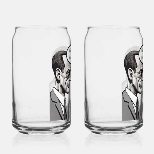 16ozパーソナライズされた缶グラス印刷された不機嫌な男性 ガラス缶 (右)