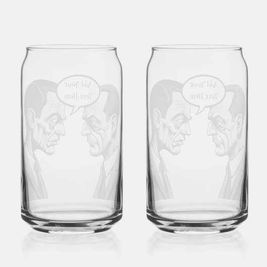 16ozパーソナライズされた缶グラス印刷された不機嫌な男性 ガラス缶 (裏面)