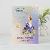 *~* 16SWEET SIXTEENグラデーションブルーマーメイド誕生日 招待状 (スタンド正面)