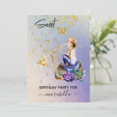 *~* 16SWEET SIXTEENブルーマーメイドグラデーション誕生日 招待状 (スタンド正面)