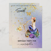 *~* 16SWEET SIXTEENブルーマーメイドグラデーション誕生日 招待状 (正面/裏面)