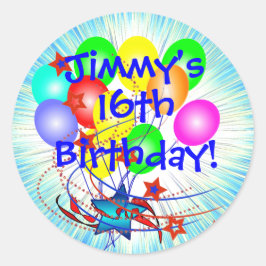 16thまたは任意の年齢と名前のおもしろい誕生日シール ラウンドシール