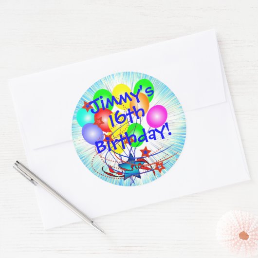 16thまたは任意の年齢と名前のおもしろい誕生日シール ラウンドシール (封筒)