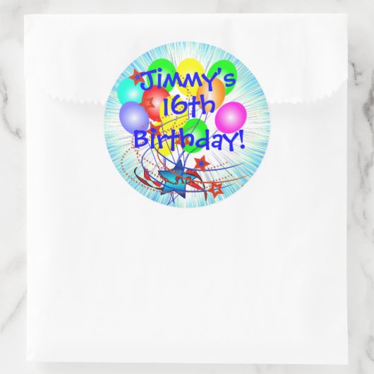 16thまたは任意の年齢と名前のおもしろい誕生日シール ラウンドシール (バッグ)