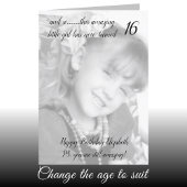 16thまだ驚くべき灰色と黒の誕生日の写真 カード