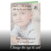 16thまだ驚くべき緑と黒の誕生日の写真 カード