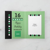 16thまだ驚くべき緑と黒の誕生日の写真 カード (内部)