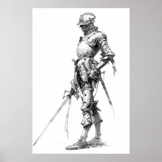 16thセンチュリーランドクネヒト軍隊イラストレーションポスト ポスター (正面)