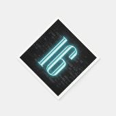 16thバースデーパーティネオンサイン入りレンガの壁 スタンダードカクテルナプキン (角)