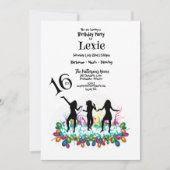 16thバースデーパーティーティーン踊り カラフル 招待状 (正面)